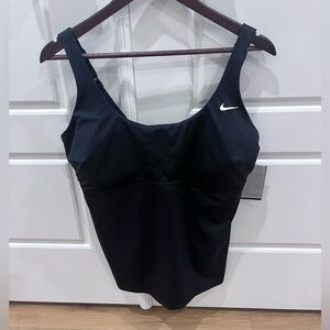 NWT Nordstrom NIKE $64 SIZE 1X Women's Black Solid Tankini Swim Top